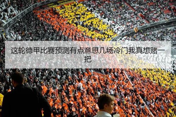 这轮德甲比赛预测有点意思几场冷门我真想赌一把